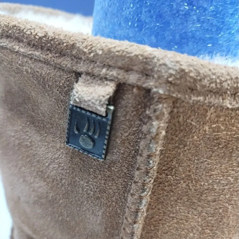 BEARPAW‎ Winter Boots Womens Size 10 Tan Suede Leather Sheepskin Wool Lining